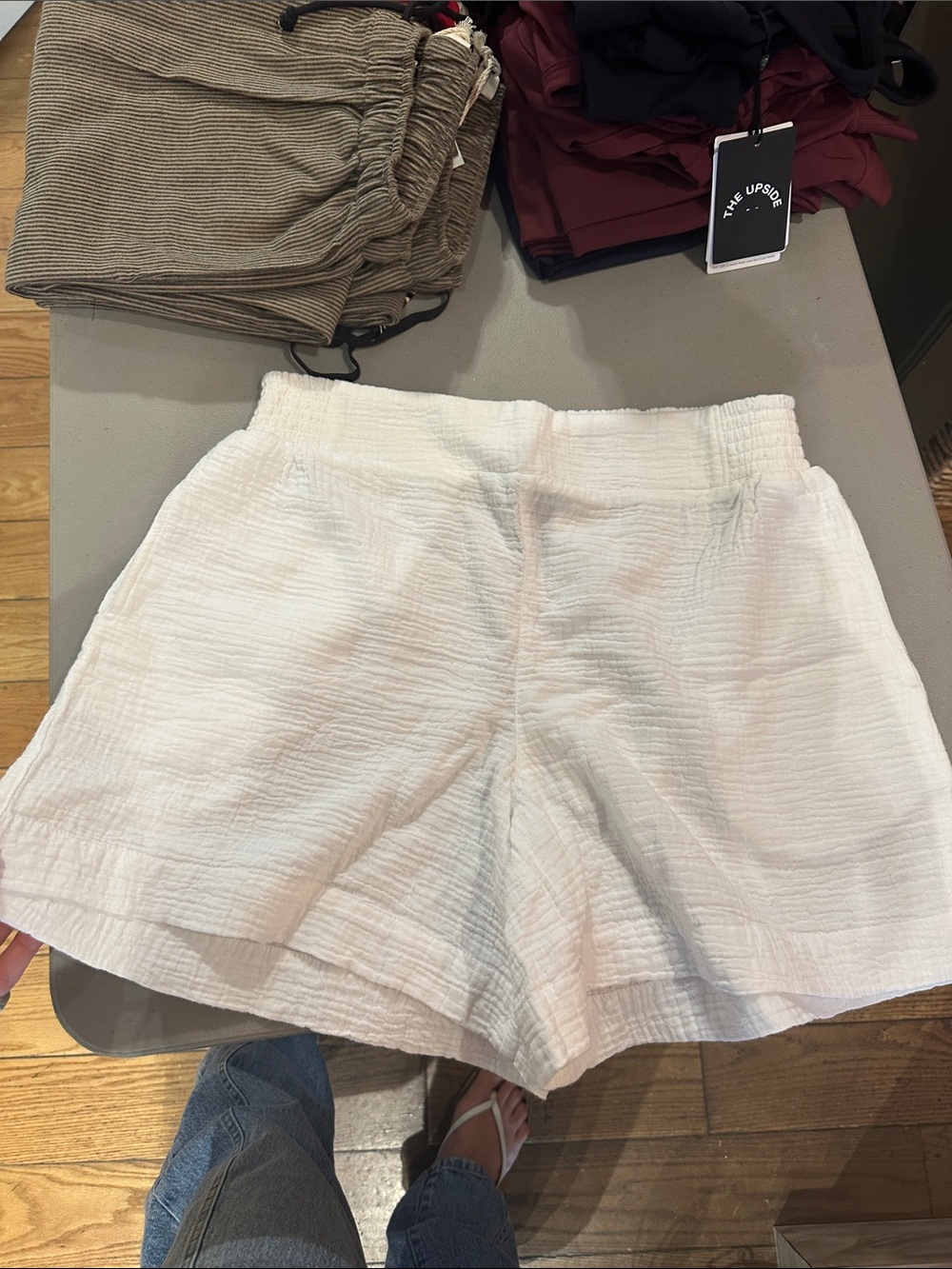 Echo White Textured Gauze Bermuda Shorts light weight